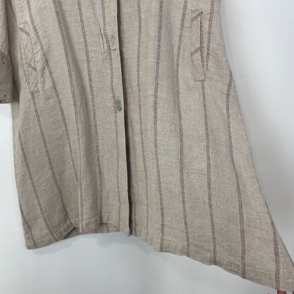 Gudrun Sjoden Striped Linen Cotton Dress Jacket Small Lagenlook Button Down - Picture 5 of 11